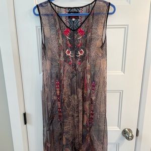 Johnny Was Sleeveless Sheer Dress Size Small